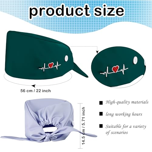 14 Pcs Bouffant Nursing Hats Scrub Caps Ajustables de Algodón miniatura 2