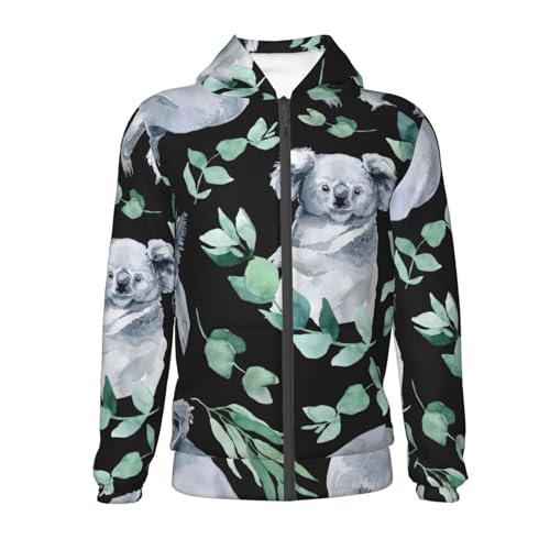 Cartoon Koala Bear Kids Pullover Hoodies Boys Zip Up Sweatshirts Girls Athletic Clothes with Pocket2