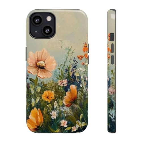 Coque iPhone 13 fleurs sauvages orange au design poétique
