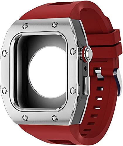Kit boîtier acier inoxydable Apple Watch 8 et 7 avec bracelet silicone 45mm antichoc