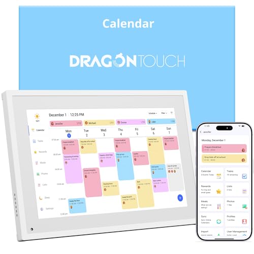 Dragon Touch 10.1 inch Digital Calendar Chore Chart – Interactive Touchscreen, Smart Family...