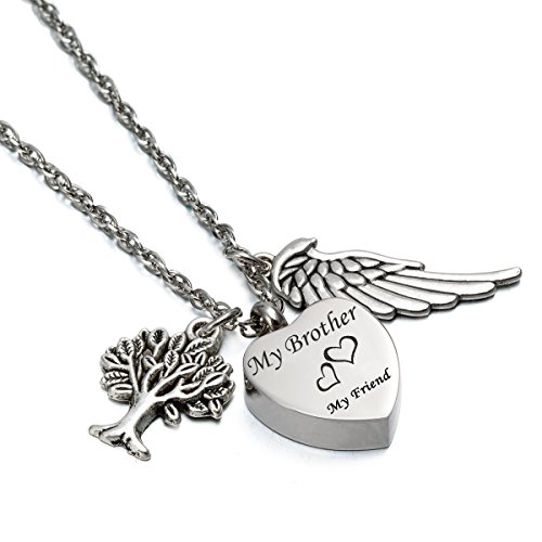 ZARABE Personalized Cremation Jewelry My Brother My Friend Ashes Keepsake Memorial Necklace