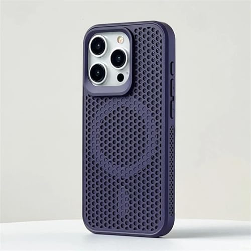Coque iPhone 13 anti surchauffe violette mate rigide sans fil