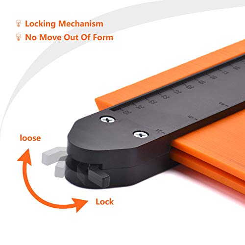 Contour Gauge Duplicator with Lock, GOXAWEE Widen Shape Duplication Gauge Tool 5”& 10”, 2 Pack Master Outline Measuring Plastic Ruler for Corners, Woodworking Templates, Tiles and Laminate (Orange) - Thumbnail 3