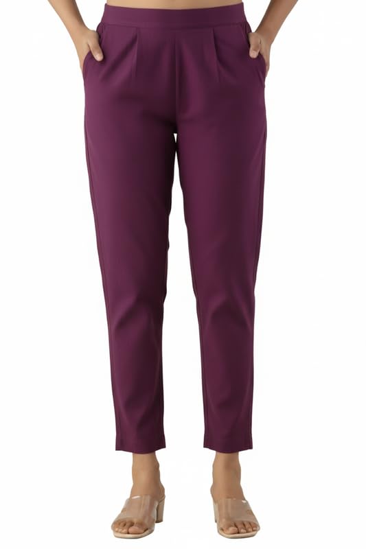 Image of Regular Fit Cotton Woman Trousers Pants Kurti Pant Casual Daily Formal Office Use