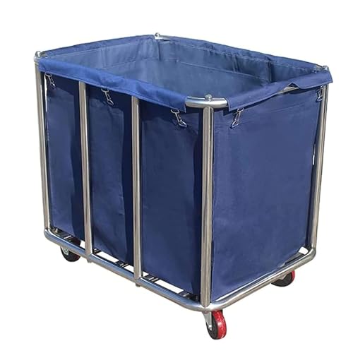 Cesta de lavandería con ruedas azul para carrito de lavandería de 83 x 53 cm rectangular 4