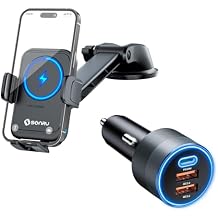 Sonru Car Phone Holder Compatible with Magsafe and USB C Car Charger PD 30W+Dual QC3.0