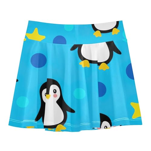 Athletic Shorts for Girls Skorts Toddlers Tennis Skirts Cheer School Skirt Cute Cartoon Penguins Blue 3t2