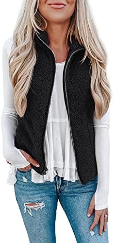 Rapbin Teddy Fleece Weste Damen Herbst Winter Warm Westen Leicht Damenweste | Teddy Fleece Weste Damen,Herbst Winter Warm Ärmellos Westen Pelzjacke & Leicht Casual Einfarbig Damenw