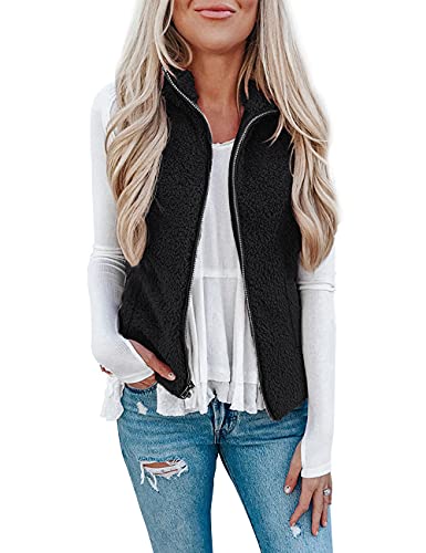 Raphin Damen Jacken Herbst Winter Leicht Einfarbig Elegant Lange Weste Damen Leicht Bequem Lässig Lose Schwarze Weste Damen(Schwarz,L)