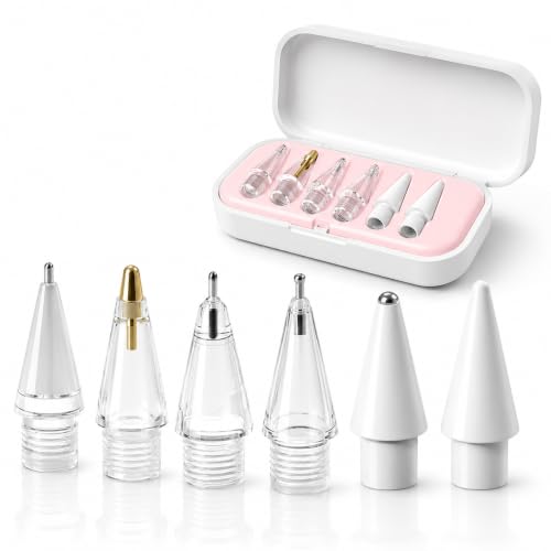 Image of Mizi 6PCS Apple Pencil Replacement Tips Kit with Storage Case, Compatible with Apple Pencil Pro, USB-C, 2nd & 1st Gen, Wear-Resistant Precision Tips for Drawing, Writing & Sketching