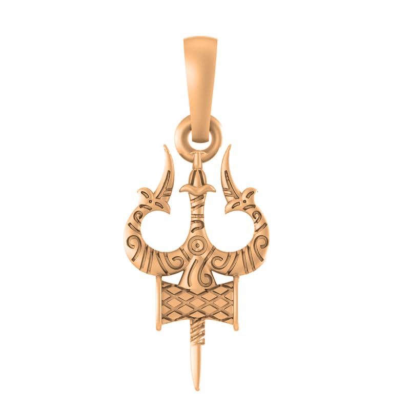 Shiva Trishul pendentif argent doré 22 carats amulette spirituelle taille S AMZ 43
