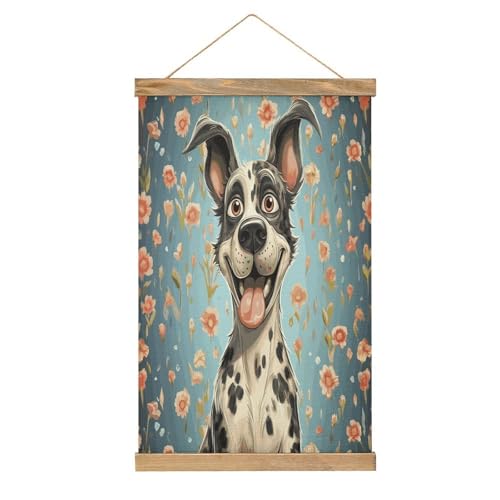 Arte de pared de perros para una oficina con estilo: cuadro de pergamino vintage