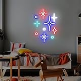 Xusdamyj Blinkende Sterne LED Neon Zeichen Wanddekoration, Stern Licht...