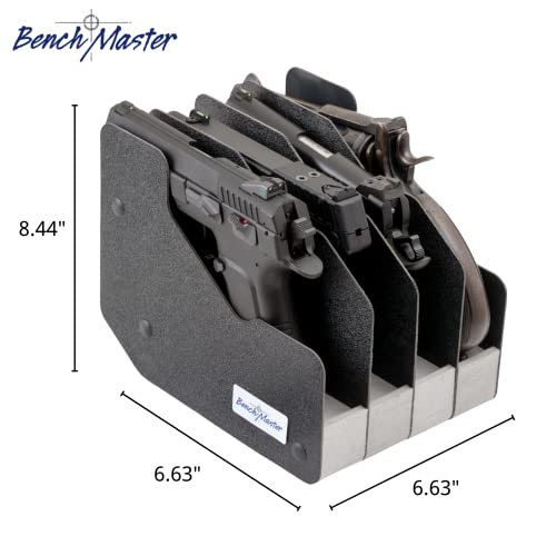 Benchmaster Pistol Rack, Handgun Safe Storage, Holds 4 Pistols, Secure Gun Holder Organizer, Kydex And High-Density Foam, No Metal, Lightweight, Sturdy, No Flex, Made In Usa #TOP1
