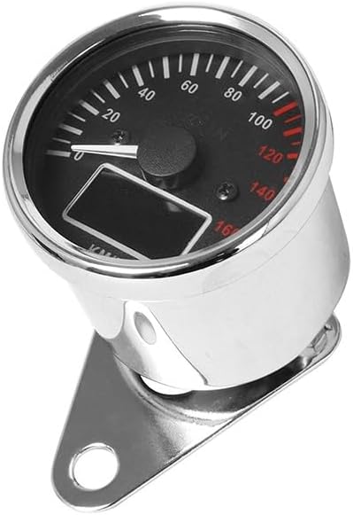 Motorcycle Odometer Gauge Retro Motorcycle Tachometer Odometer DC 12V Black Multifunction Fuel Gauge Assembly 0~160KM/H for