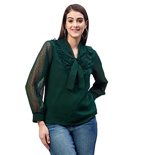Image of Carlton London Women's Solid Polyester Blend Regular Fit Blouse