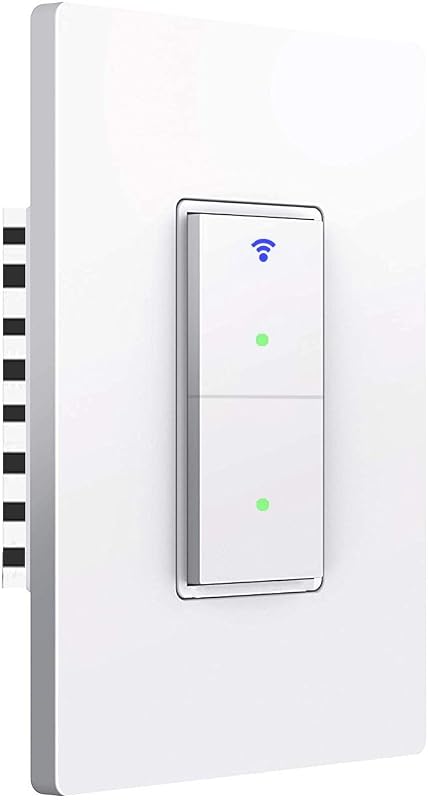 Smart Light Switch, WiFi Smart Double Switch Button, Compatible with Alexa and Google Home, Remote Control with Timing Funtion, No Hub Required,Smart Life APP Provides Control from Anywhere