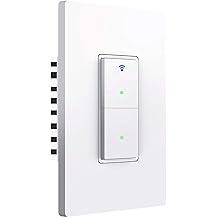 Smart Light Switch, WiFi Smart Double Switch Button, Compatible with Alexa and Google Home, Remote Control with Timing Funtion, No Hub Required,Smart Life APP Provides Control from Anywhere
