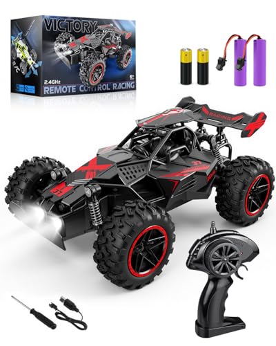 Maxesla Coche Teledirigido, 1:18 Drift Coche Teledirigido Niños 3 Años De Alta, Coche Radiocontrol Monster Truck con Luz LED y 2 Batería Recargable Control Remoto, cumpleaños