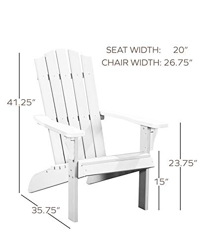 Polyteak Adirondack Chair Set Of 2, Premium Weather Resistant Poly Lumber, Outdoor Patio Furniture, Up To 300 Lb, Plastic Adirondack Chairs For Porches, Decks, And Pool Side, Element Collection, White #TOP4