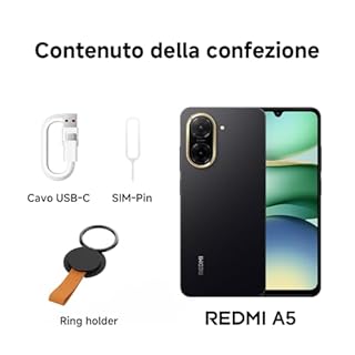 Redmi A5 Smartphone, 4+128GB, Verde, dual camera con AI da 32MP, ampia batteria da 5200mAh (typ), potente processore octa-core, display immersivo da 6,88" a 120Hz (caricatore non incluso)