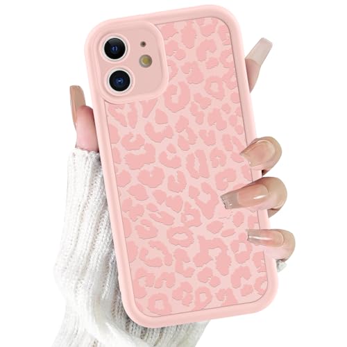 lioscre Cute Cheetah Print Phone Case for iPhone 11 Case 6.1, Aesthetic Luxury Pink Leopard Pattern Design Cover Shockproof Soft Slim TPU Full Camera Lens Protective Funda for Women Girls
