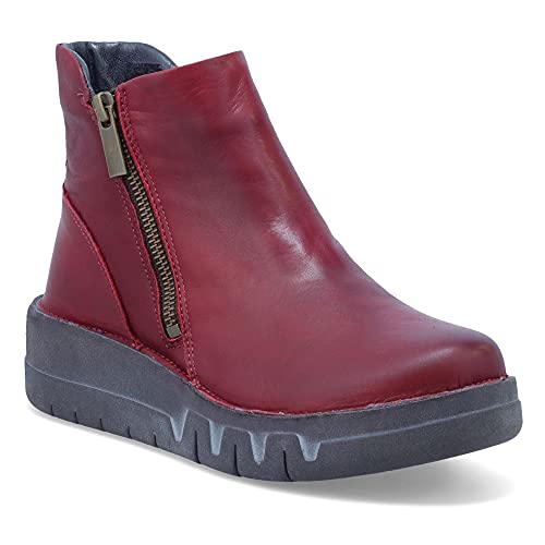 Miz Mooz Lass Women's Chunky Platform Boots with Side Zipper - Platform Boots for Women - Ankle Boot - Bootie with Platform Heeled Shoes (Bordeaux - 41EU)