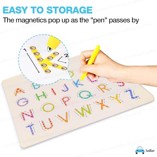 Image of FunBlast Magnetic Beads Doodle Board with Stylus for Kids - Mag Pad for Kids, Alphabet and Number Magnetic Tracing Board, Sketch Pad for Kid