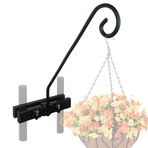 Soporte para plantas de pasamanos – Ganchos multiusos resistentes para vallas, soporte de cesta colgante, ganchos de pared de hierro | Accesorios decorativos para escaleras, jardines, patio, granja