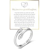 RANKEEF S925 Sterling Silver Hug Ring for Granddaughter Adjustable Ring for Women Birthday Christmas Gifts for Daughters Tarnish Free Jewelry Gift for Her Hope Rings for Granddaughter