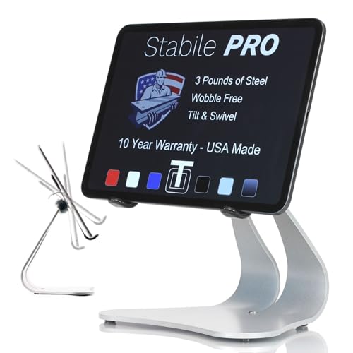Thought Out Stabile PRO Pivoting iPad Stand - Made in USA - Compatible with Apple iPad (Silver)