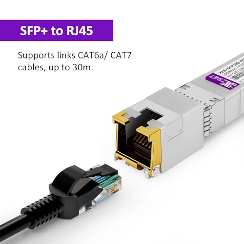 Image of 10GBASE-T SFP+ to RJ45 Transceiver, 1 /2.5 /5 /10G Multi-Rate Copper SFP+ to Ethernet Module for Cisco SFP-10G-T-S, Ubiquiti UniFi UF-RJ45-10G, Mikrotik S+RJ10, Meraki, Netgear, D-Link and More, 1 Pack