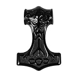  schmuxxi Grosser Thors Wikinger Hammer Anhänger Edelstahl Schwarz inklusive Kette 60cm