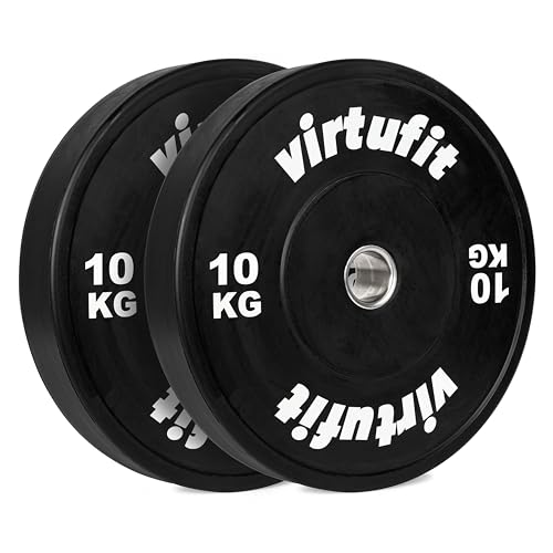 VirtuFit Juego de discos de goma para parachoques de goma – Disco de peso olímpico Van Rubber – 50 mm – Juego de 2 x 10 kg