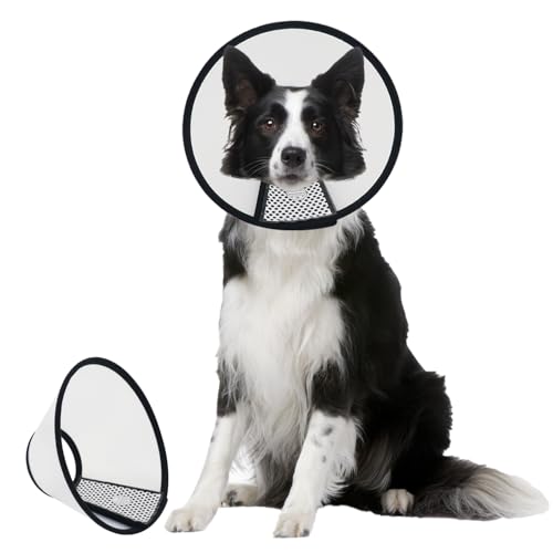 Image of Dog Cone After Surgery, Adjustable Pet Recovery Collar for Dogs and Cats, Plastic Elizabethan Neck E-Collar Stop Licking Wounds (XXL)