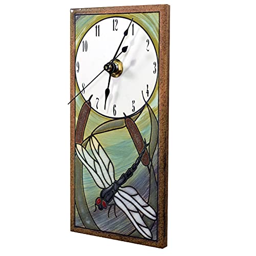 Modern Artisans Dragonfly In Reeds Mini Ceramic Art Wall Clock, 3.75" X 7.75" #TOP1