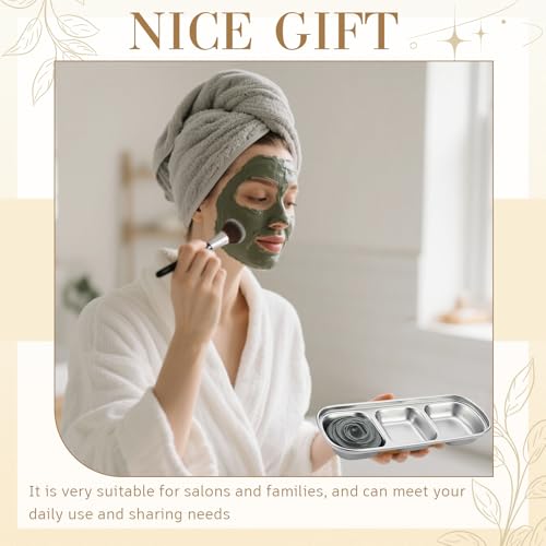 Image of 4 Pcs Esthetician Bowls Face Mask Tray Esthetician Supplies Stainless Steel Compartment Serving Tray Women Skincare Products Facial Bowl for Spa Salon Aesthetician Beauty, Nail Art (Silvery,Medium)