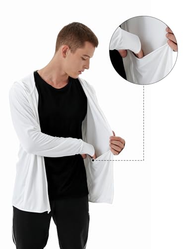 Image of Mens UPF 50+ UV Full Zip Sun Protection Hoodie Jacket With Thumb holes Cooling Lightweight Fishing Hiking Cooling Shirts men