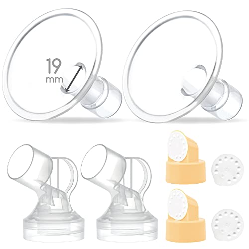 Image of Maymom Brand 2X Two-Piece Small Breastshield with Valve, Membrane and Maymom Connector,Compatible with Medela Breast Pumps Top Hole Version. (19 mm) Detachable Clear