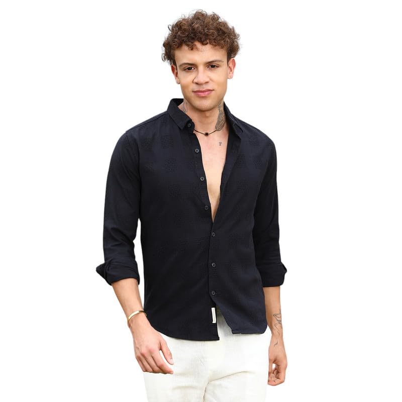 Image of CAHOOT Men's Solid Utility Shirt | Casual Wear | Spread Collar | Long Sleeve | Button Closure | Shirt Crafted with Comfort Fit for Everyday Wear