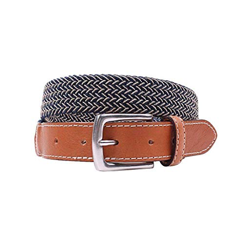 COUNTRY CLUB PREP Cooper Elastic Braid Belt in Khaki & Navy