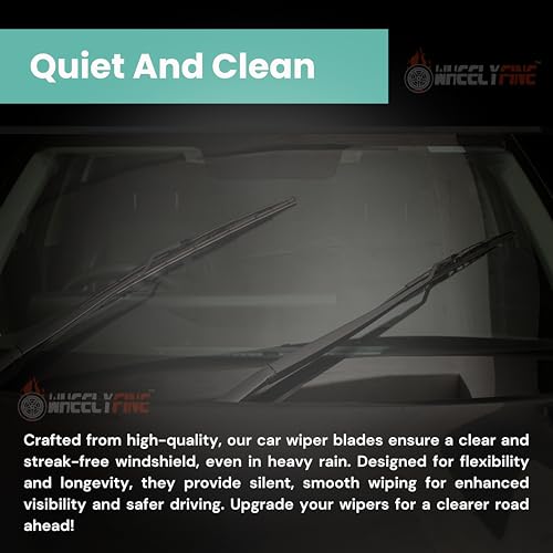 Image of Windshield Car Wiper Blades Metal Frame Water Repellant Cleaning Wiper Blades Refills Best for Hyundai Elantra Gen 3 (2016 Onwards) Dr 24 inch /Pa 16 inch