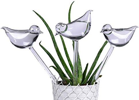 E-KAY 3 Pack Plant Waterer Bulbs Self Watering Globes Bird Shape Design Hand Blown Transparent Durable Clear Glass Aqua Bulbs Water Drippers İrrigation Devices for İndoor and Outdoor Plants