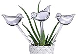 E-KAY 3 Pack Plant Waterer Bulbs Self Watering Globes Bird Shape Design Hand Blown Transparent Durab