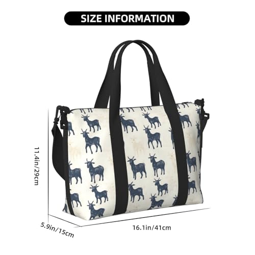 Laptop Tote Bag for Women Work - Retro Goat Print Overnight Weekender Bags for Women Travel, Gym Duffle Bag for Men, Personal Item Crossbody Travel Bags for Men Carry On2