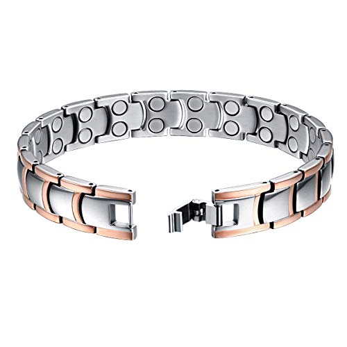 Abuzitos Pure Titanium Magnetic Bracelet Adjustable Solid Steel Super Light Wide Magnetic Therapy Bracelets Double Row Magnet For Men #TOP4