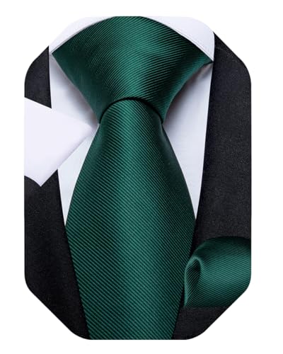Image of DiBanGu Mens Solid Color Tie and Pocket Square Set Woven Silk Plain Necktie & Handkerchief for Men Wedding Party Formal