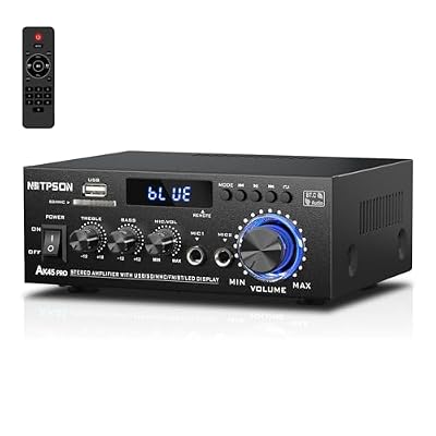 NBTPSON AK45 Bluetooth Stereo Receiver Amplifier,800W Home Audio Amp with FM Radio,USB/SD Inputs Remote Control, Wireless Power Amplifier for Home Theater Speakers,Karaoke,Garage Bookshelf Speakers