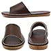 Kiemorgy Sandals Women Men, Genuine Leather Slippers, Brown House Slippers for Women Indoor Outdoor Size 12, Unisex Soft Flat Sandals PT02-brown4344